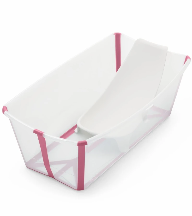 Stokke Flexi Bath Heat Sensitive Tub + Newborn Support - Transparent Pink