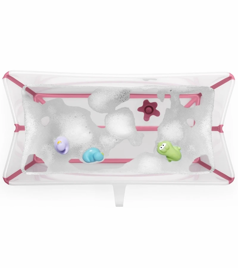 Stokke Flexi Bath Heat Sensitive Tub + Newborn Support - Transparent Pink - Image 3