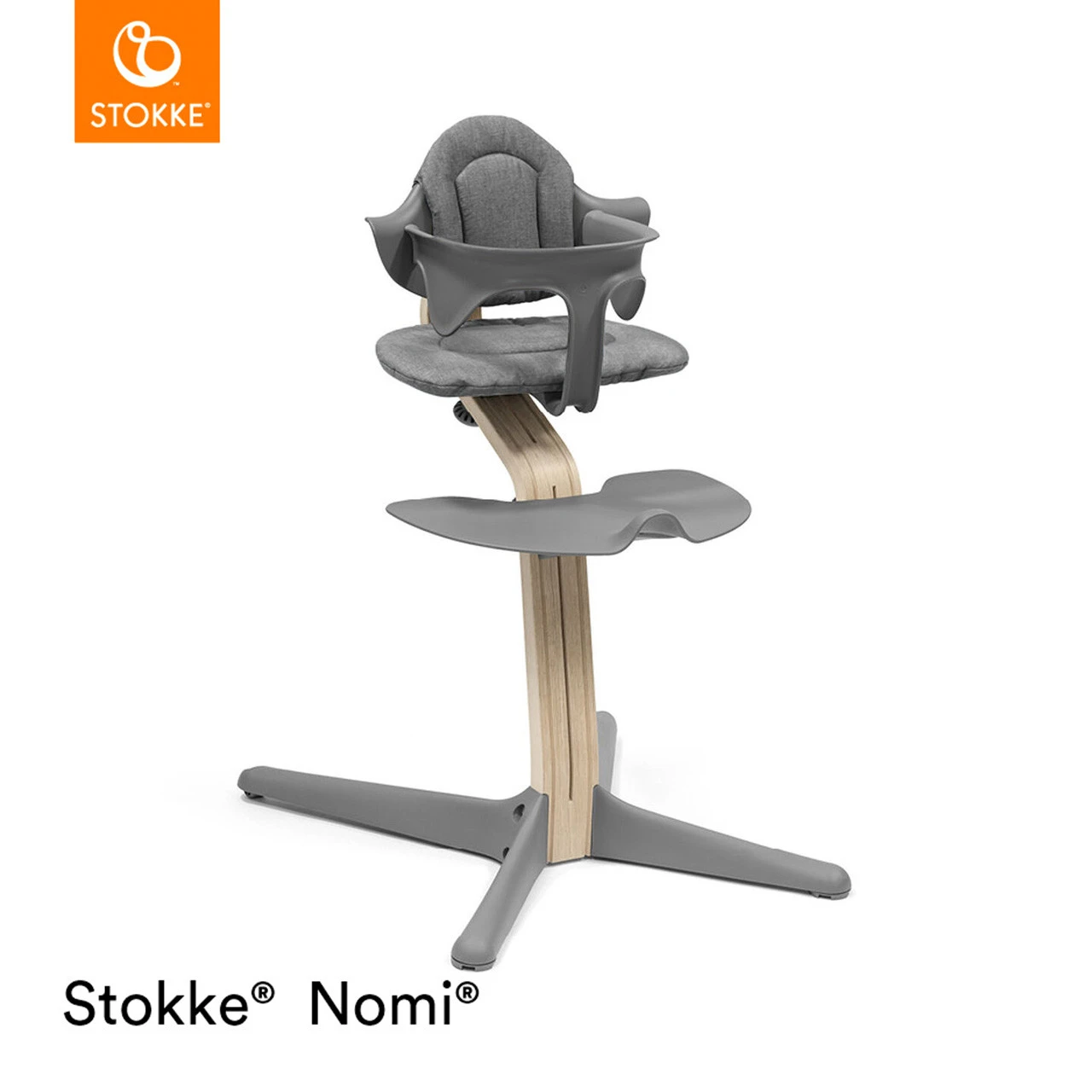 Stokke® Nomi® Chair + FREE Baby Set - Natural/Grey - Image 3