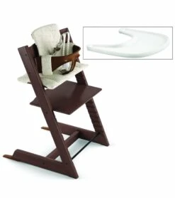 Stokke Tripp Trapp High Chair And Cushion With Stokke Tray - Walnut/Geometric Red