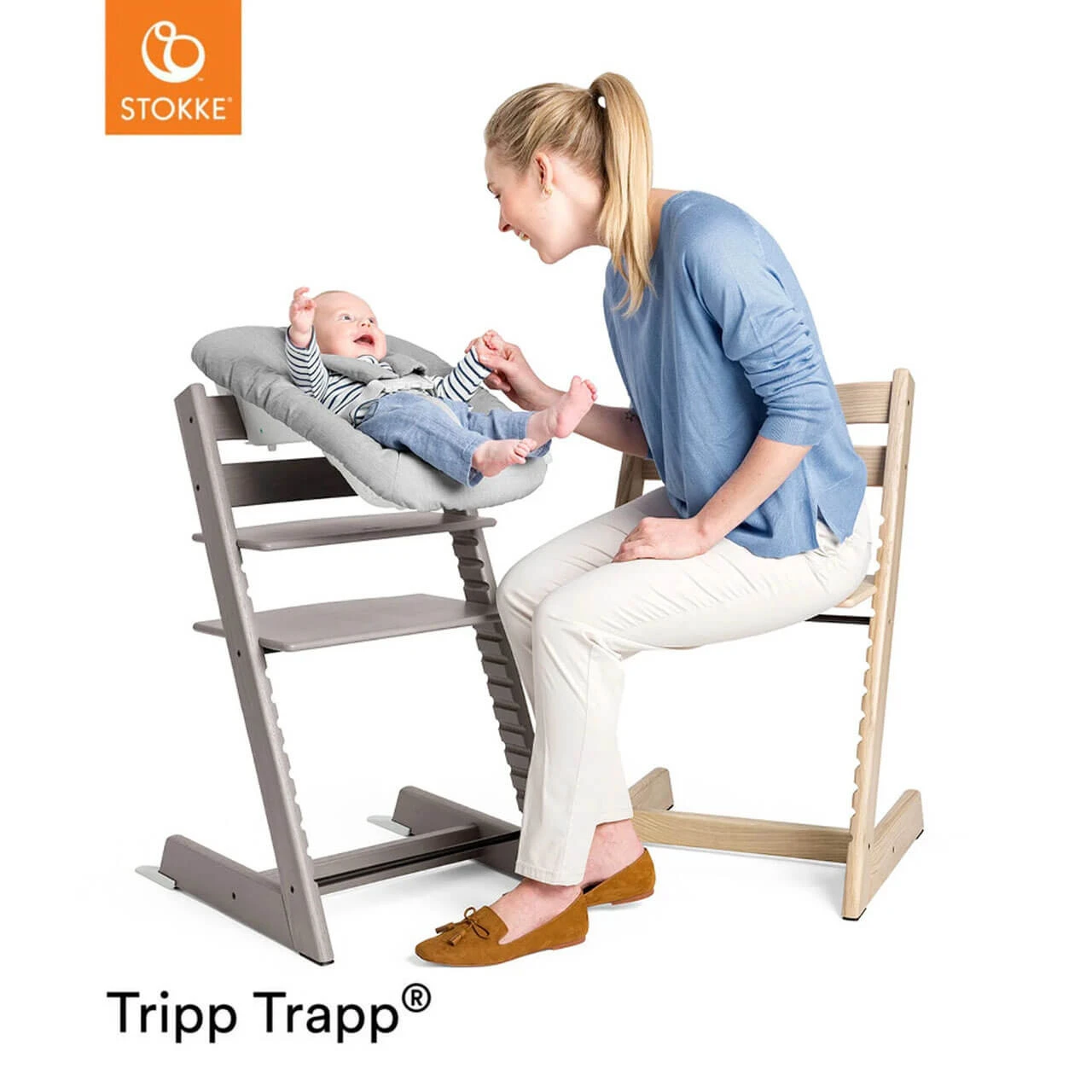 Stokke® Tripp Trapp® + Cushion & Baby Set - Hazy Grey - Image 11