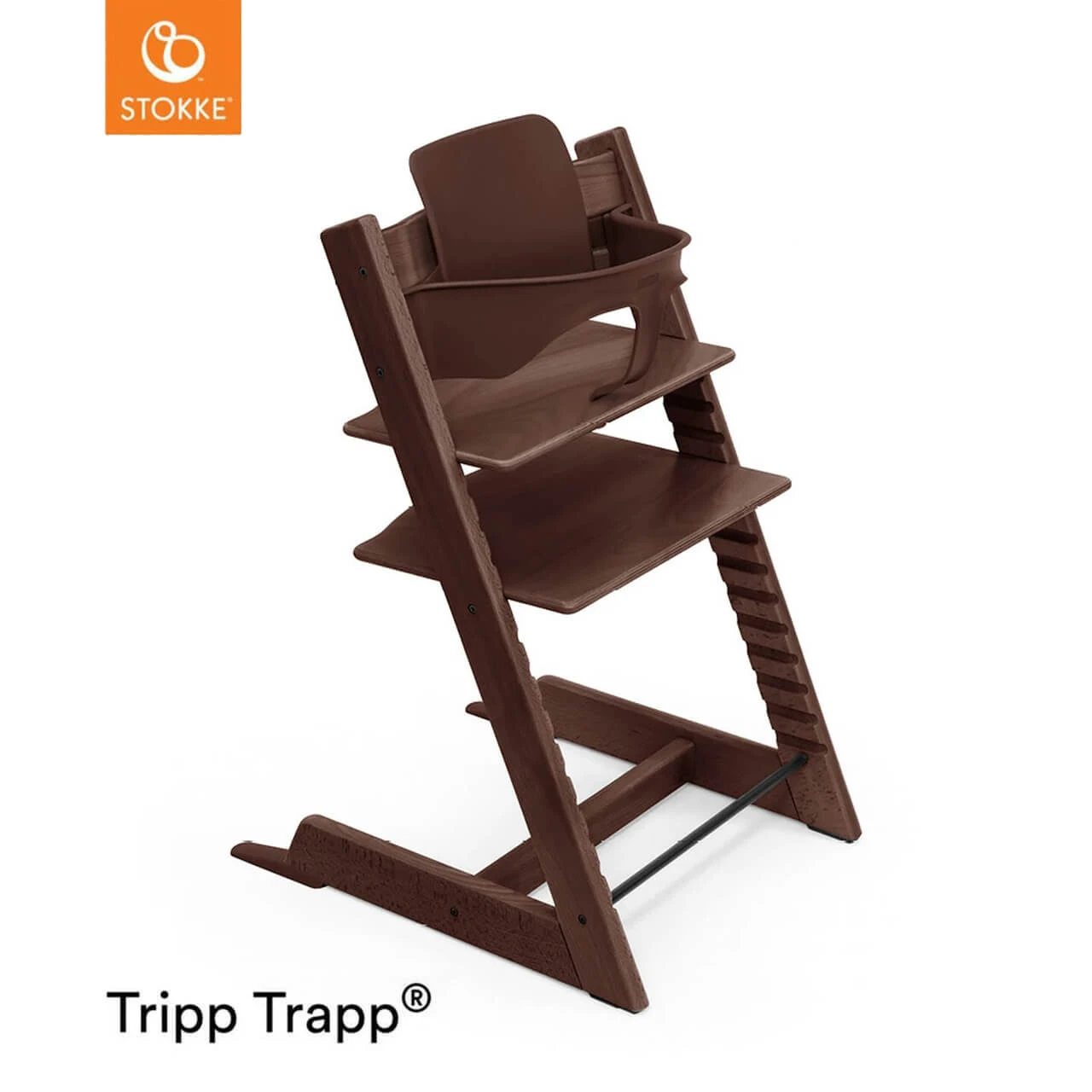 Stokke® Tripp Trapp® + Cushion & Baby Set - Walnut - Image 2