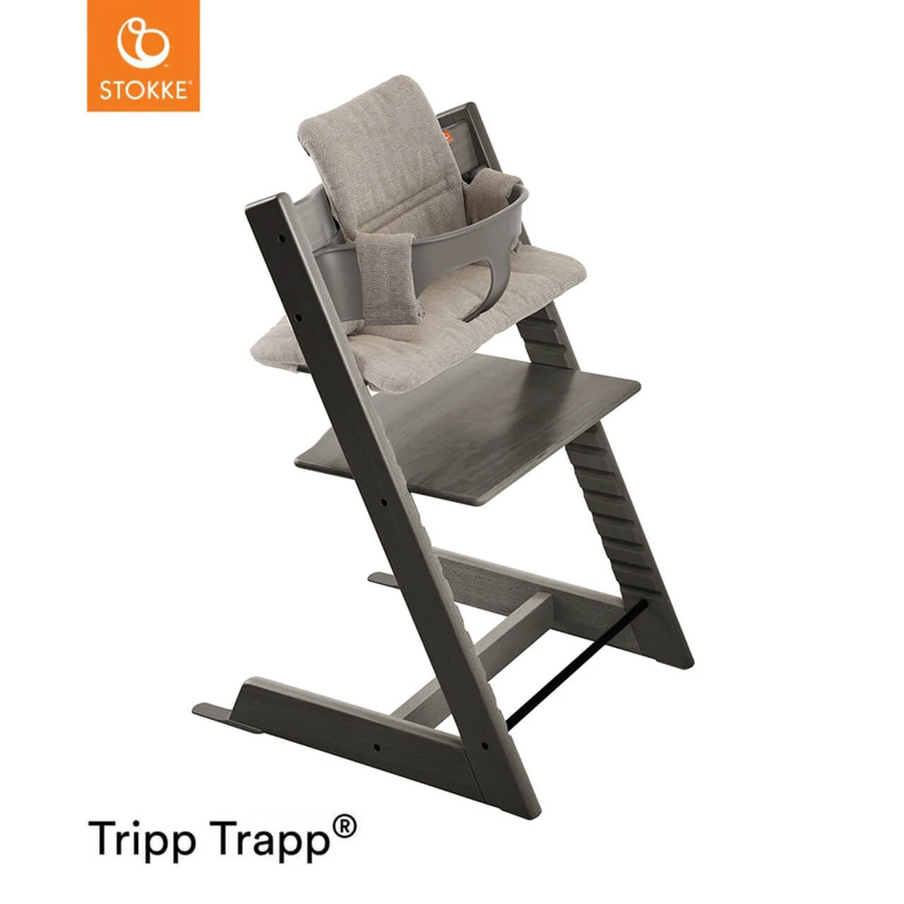 Stokke® Tripp Trapp® + Cushion & Baby Set - Hazy Grey - Image 2