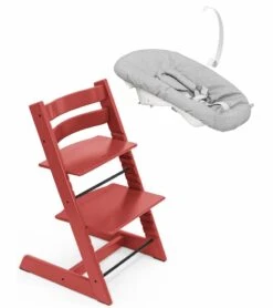 Stokke Tripp Trapp Chair + Newborn Set Bundle - Warm Red