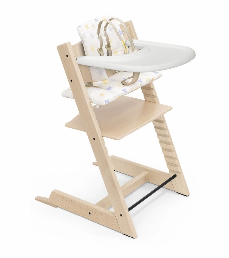 Tripp Trapp High Chair And Cushion With Stokke Tray - Natural / Multi Stars